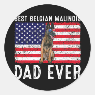 Belgische Malinois Dad USA Amerikaanse vlag Belgis Ronde Sticker