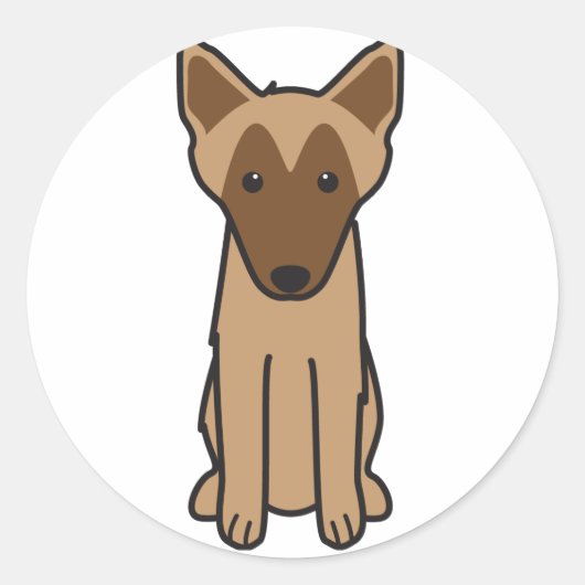 Belgische Malinois Dog Cartoon Ronde Sticker (Voorkant)