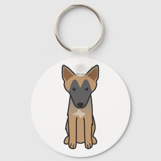 Belgische Malinois Dog Cartoon Sleutelhanger (Voorkant)