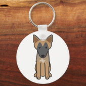 Belgische Malinois Dog Cartoon Sleutelhanger (Voorkant)
