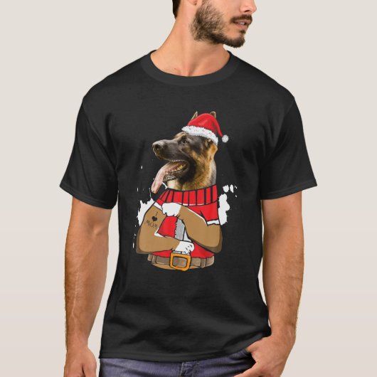 Belgische Malinois Dog Santa I Love Mam Tattoo Ugl T-shirt (Voorkant)