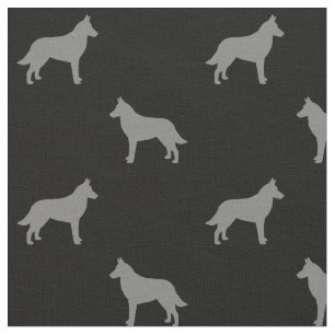 Belgische Malinois Dog Silhouettes Grey and Black Stof