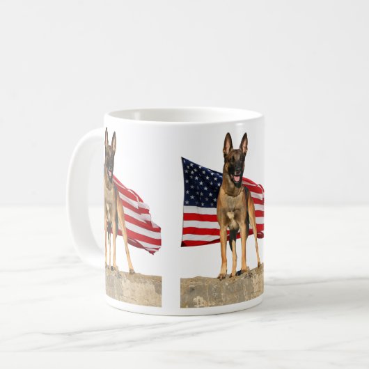 Belgische Malinois en vlaggenMok Koffiemok (Voorkant links)