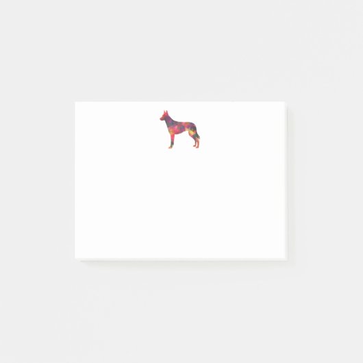 Belgische Malinois Geometric Pattern Silhouette Mu Post-it® Notes (Voorkant)