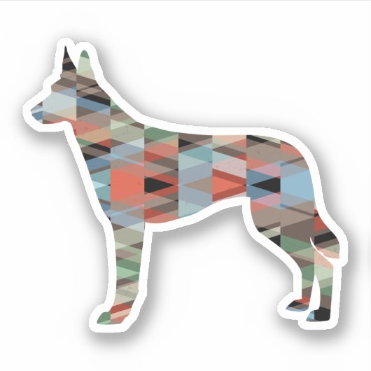 Belgische Malinois Geometric Pattern Silhouette Pl Sticker (Voorkant)
