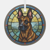 Belgische Malinois Glas-in-loodstijl Illustratie Glas Ornament (Voorkant)