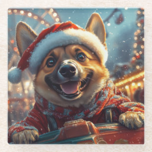 Belgische Malinois Hond Achtbaan Kerstmis Glazen Onderzetter