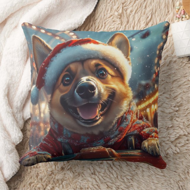 Belgische Malinois hond achtbaan kerstmis  Kussen (Deken)