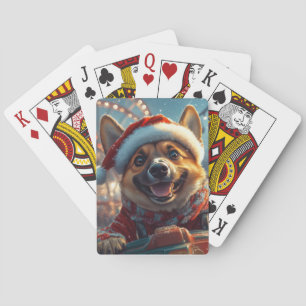 Belgische Malinois Hond Achtbaan Kerstmis Pokerkaarten