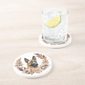 Belgische Malinois Hond Herfstkrans Zandsteen Onderzetter (Zijkant)