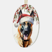 Belgische Malinois Hond Holly Berry Kerstmis Keramisch Ornament (Links)