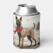 Belgische Malinois Hond in Sneeuw Kerstmis Blikjeskoeler (Blikje Voorkant)