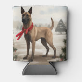 Belgische Malinois Hond in Sneeuw Kerstmis Blikjeskoeler (Voorkant)