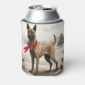 Belgische Malinois Hond in Sneeuw Kerstmis Blikjeskoeler (Blikje Achterkant)