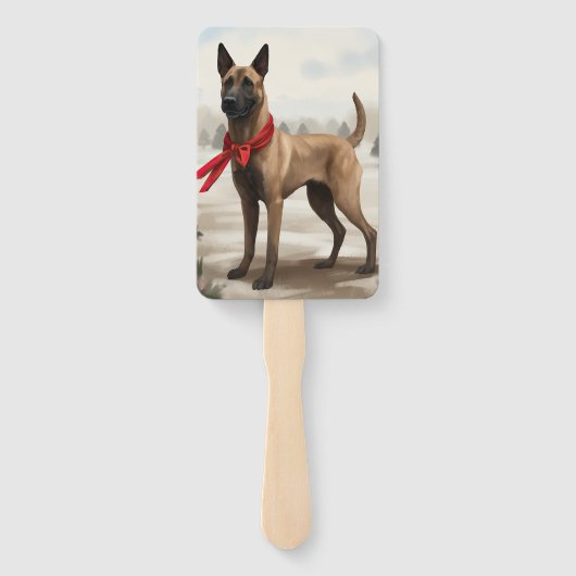 Belgische Malinois Hond in Sneeuw Kerstmis Handwaaier (Achterkant)