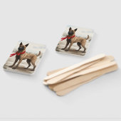 Belgische Malinois Hond in Sneeuw Kerstmis Handwaaier (Niet-gemonteerd)