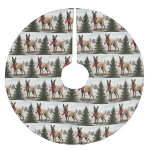 Belgische Malinois Hond in Sneeuw Kerstmis Kerstboom Rok