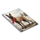 Belgische Malinois Hond in Sneeuw Kerstmis Notitieboek (Rechterzijde)