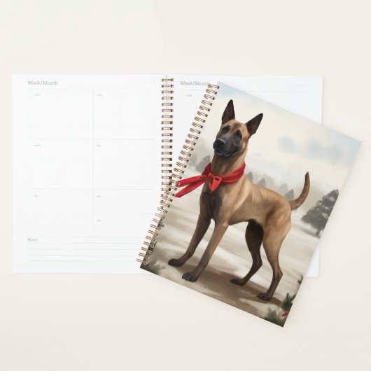 Belgische Malinois Hond in Sneeuw Kerstmis Planner (Display)