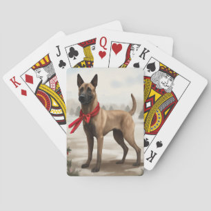 Belgische Malinois Hond in Sneeuw Kerstmis Pokerkaarten