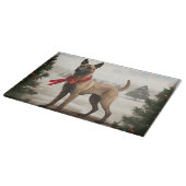 Belgische Malinois Hond in Sneeuw Kerstmis Snijplank (Hoek)
