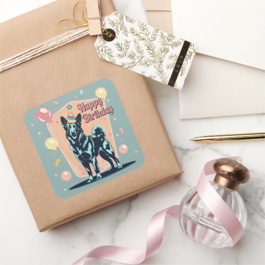 Belgische Malinois Hond Kleurrijk Vierkante Sticker (Geschenken)