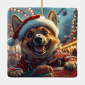 Belgische Malinois hond rollercoaster Kerst  Keramisch Ornament (Achterkant)