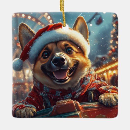 Belgische Malinois hond rollercoaster Kerst  Keramisch Ornament (Voorkant)