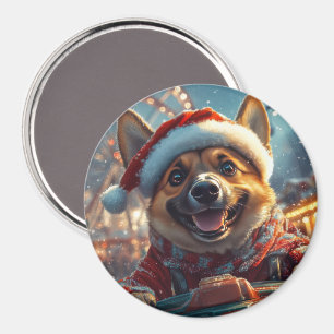 Belgische Malinois-hond Rollercoaster Kerstmis  Magneet
