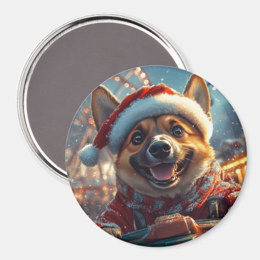 Belgische Malinois-hond Rollercoaster Kerstmis Magneet (Voorkant / Achterkant)