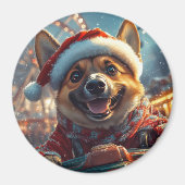 Belgische Malinois-hond Rollercoaster Kerstmis Magneet (Voorkant)