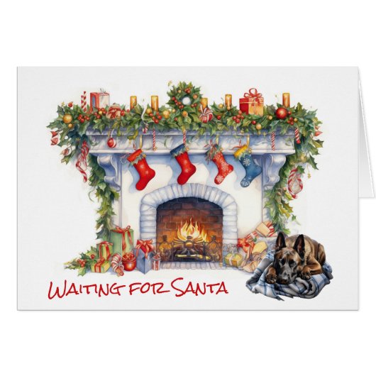 Belgische Malinois Hond Wachten op de Kerstman (Voorkant Horizontaal)