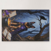 Belgische Malinois-hond Whimsical Halloween-schild Legpuzzel (Horizontaal)