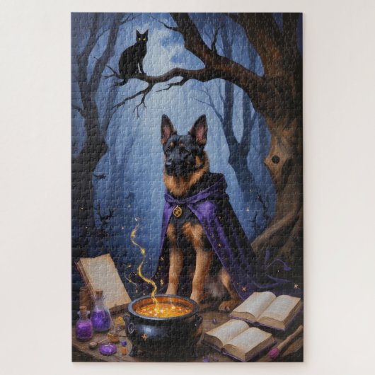 Belgische Malinois-hond Whimsical Halloween-schild Legpuzzel (Verticaal)