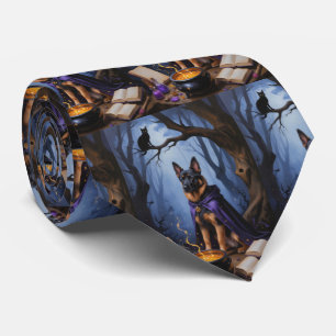 Belgische Malinois-hond Whimsical Halloween-schild Stropdas