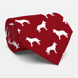 Belgische Malinois-honden Silhouetten Patroon Rood Stropdas