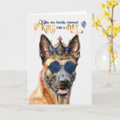 Belgische Malinois Hondenkoning voor Dag Grappige Kaart (Gele Bloem)