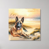 Belgische Malinois-hondenliefhebber Zandstrand Canvas Afdruk (Voorkant)