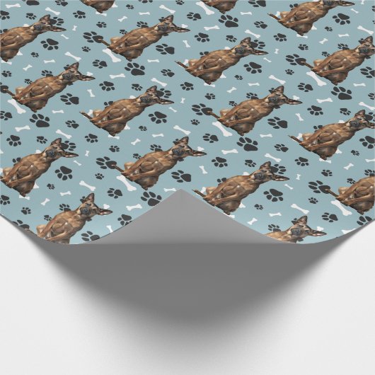Belgische Malinois hondenpoot print alle gelegenhe Cadeaupapier (Hoek)