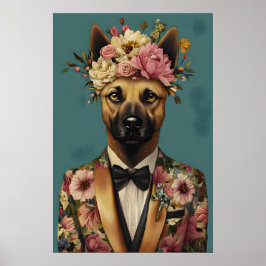 Belgische Malinois in pak poster, Belgische Malino Poster
