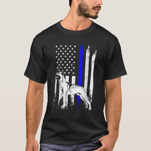 Belgische Malinois K9-eenheid Thin Blue Line Ameri T-shirt (Voorkant)