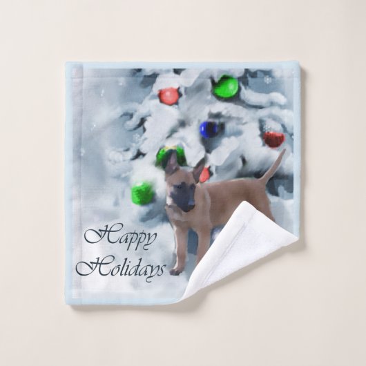 Belgische Malinois kerst Bad Handdoek (Wasdoekje)