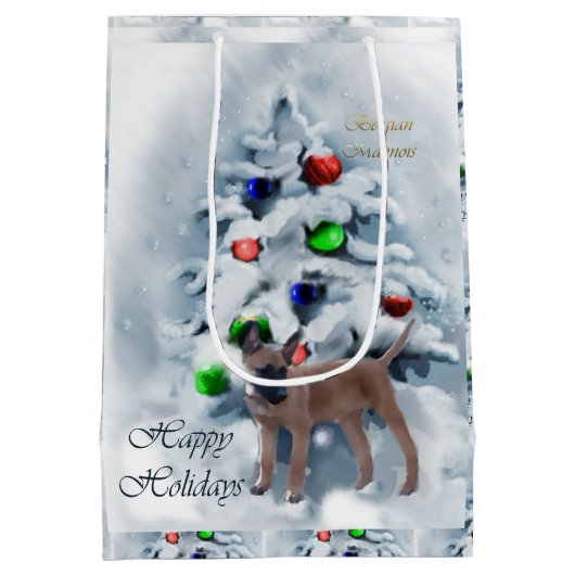 Belgische Malinois kerst Medium Cadeauzakje (Achterkant)