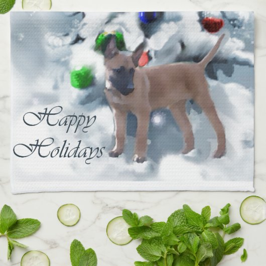 Belgische Malinois kerst Theedoek (Gevouwen)