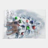 Belgische Malinois kerst Theedoek (Horizontaal)