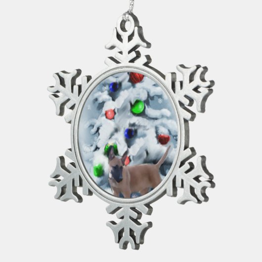 Belgische Malinois kerst Tin Sneeuwvlok Ornament (Rechts)