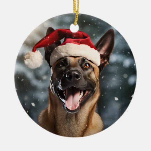 Belgische Malinois Kerstaandenken Keramisch Ornament (Voorkant)