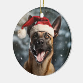 Belgische Malinois Kerstaandenken Keramisch Ornament (Links)
