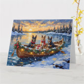 Belgische Malinois Kerstboot Vakantie Kaart (Gele Bloem)