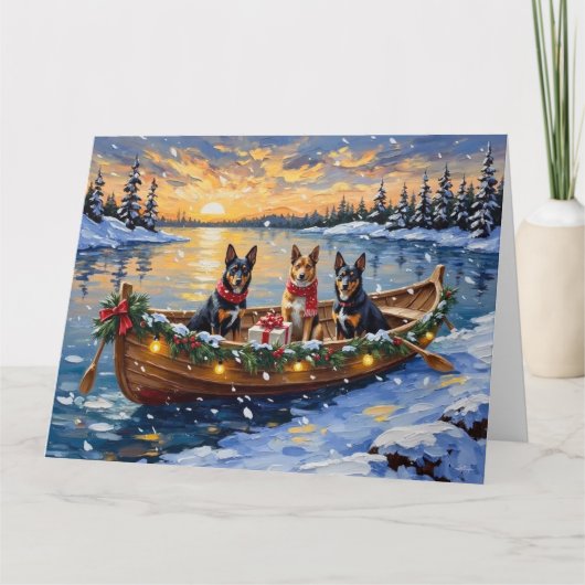 Belgische Malinois Kerstboot Vakantie Kaart (Voorkant)